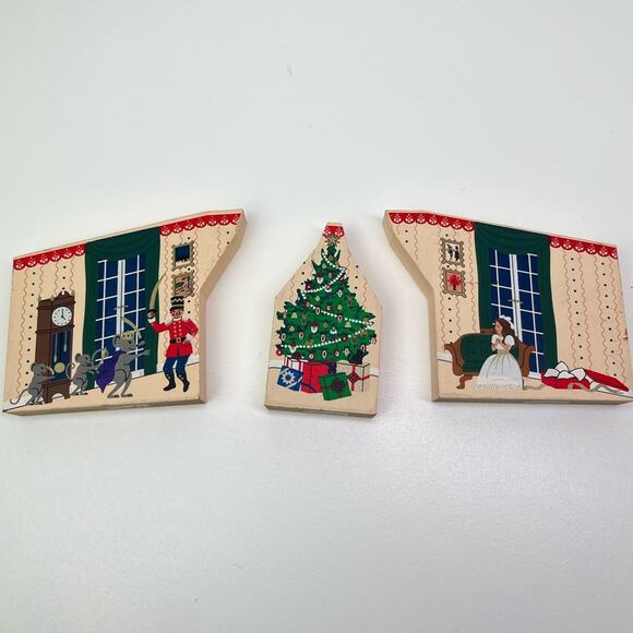 Vintage 1997 The Cat's Meow Nutcracker 3 Piece Wood Christmas Shelf Sitters - Picture 5 of 13